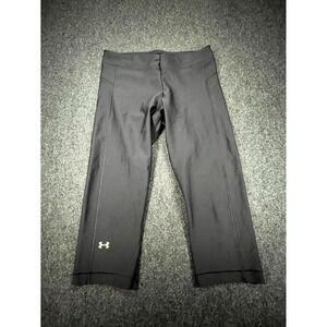 Under Armour Capri Leggings Womens Small Black Stretch Crop Compression Athletic
